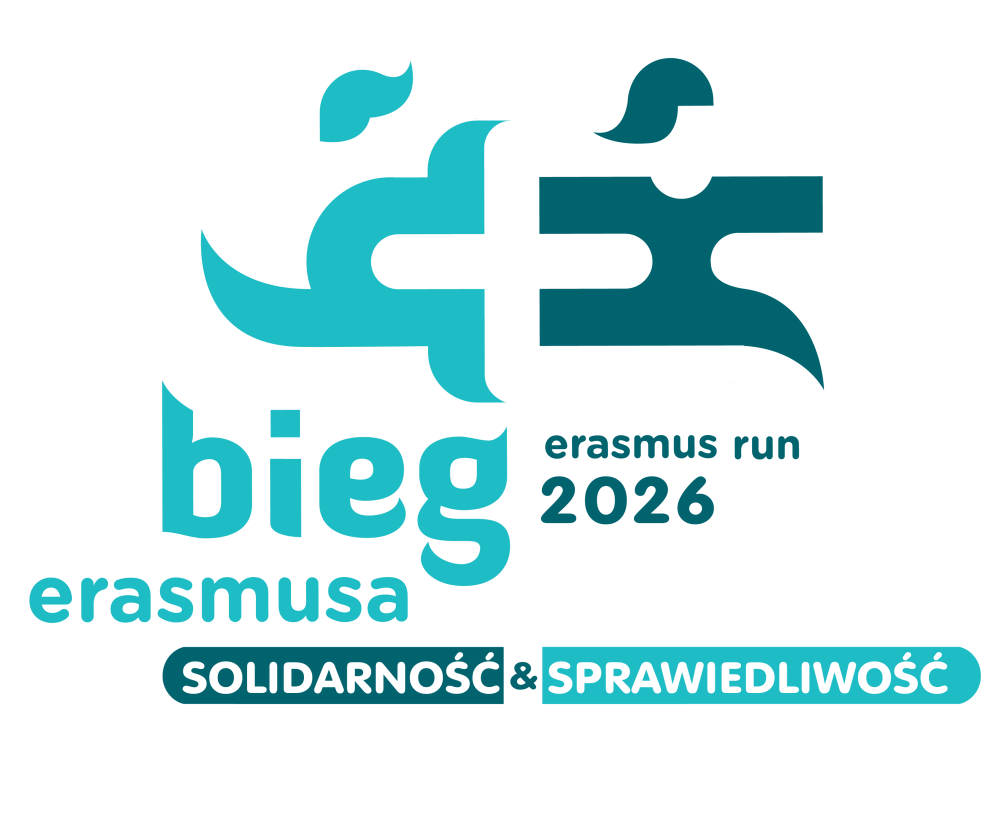 Logo Biegu Erasmusa 2026 z hasłami SOLIDARNOŚĆ & SPRAWIEDLIWOŚĆ