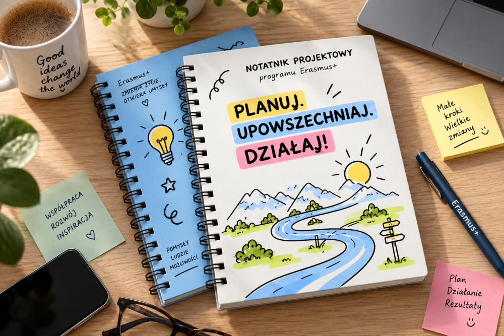 Dwa egzemplarze notatnika leżą na stole