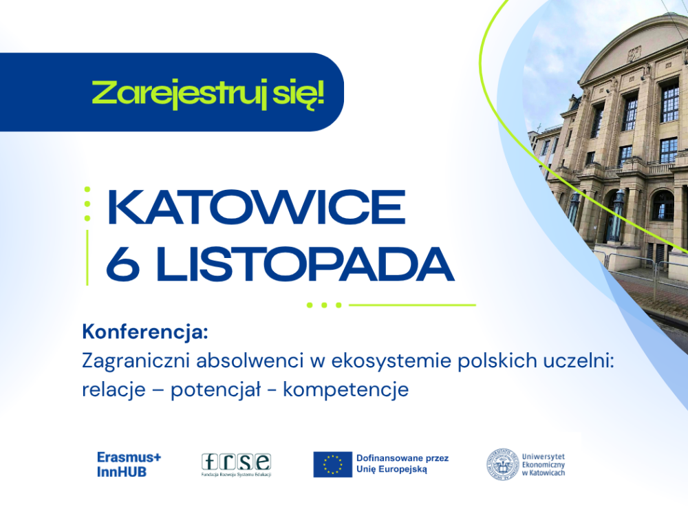 Baner konferencji Zagraniczni absolwenci w ekosystemie polskich uczelni